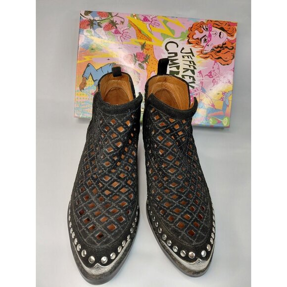 Jeffrey Campbell Womens Black Suede Cutout Western Ankle Boots Size 7M - Picture 3 of 12